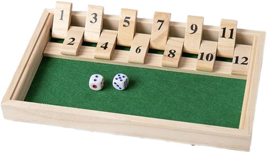 Afbeelding van het spel Shut The Box - 1-12 - Hout - Inclusief dobbelstenen - Dobbelspel - Kansspel - Drankspel - Rekenspel