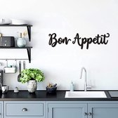 bon appetit 3D wandbord- muurdecoratie-Line art -metaal-zwart 36x15CM
