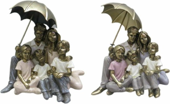 Decoratieve figuren DKD Home Decor Metaal Hars Multicolour Modern Familie (15,5 x 12 x 12,5 cm) (2 Stuks)