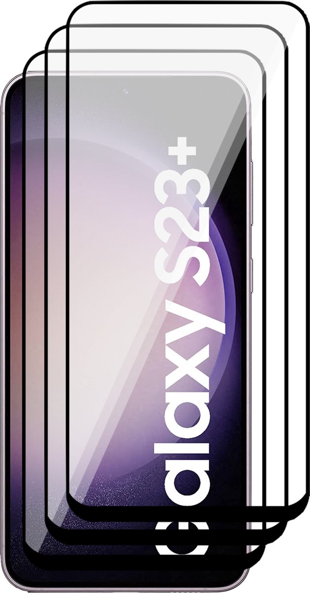 Screenprotector geschikt voor Samsung Galaxy S23 Plus - 3x Gehard Glas Screen Protector FullGuard