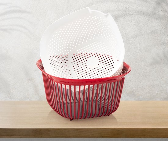 Folly life - 2 in 1 Vergiet - Slakom - Rood - 24 x 24 x 14 cm - 4 Liter ...