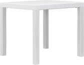 vidaXL Table de jardin 79x79x72 cm plastique aspect rotin blanc