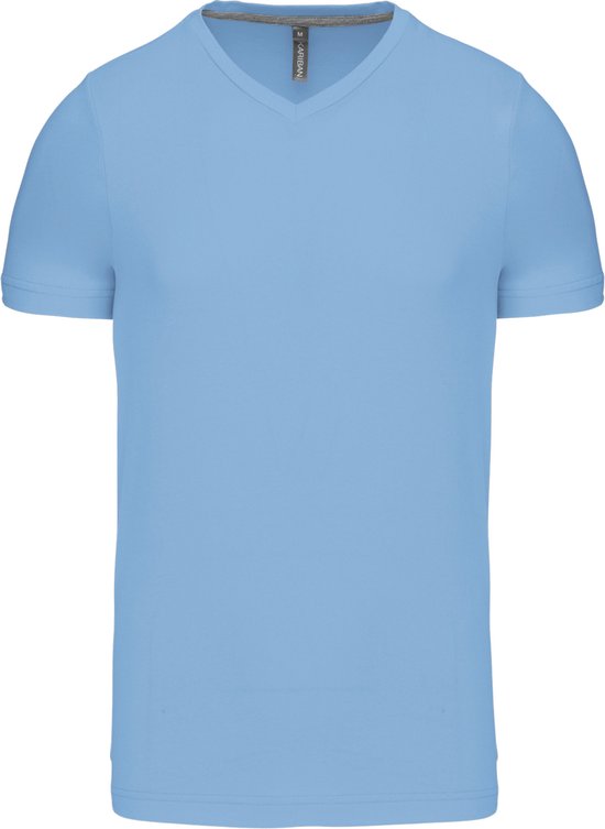 Hemelblauw T-shirt met V-hals merk Kariban maat 3XL