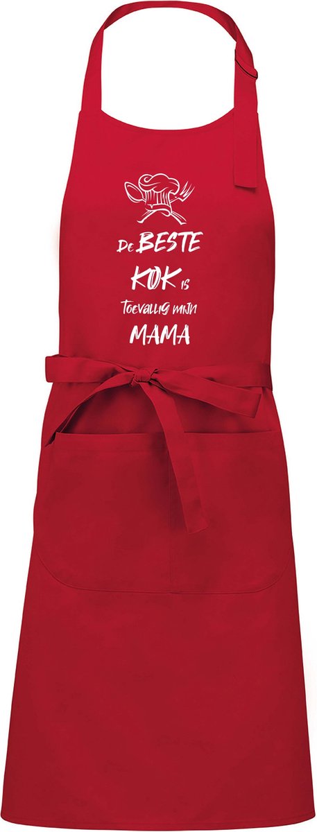 mijncadeautje - luxe schort - De beste kok is toevallig mijn MAMA - rood