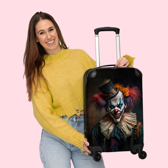 NoBoringSuitcases.com® Trolley - Valises de voyage - Clown - Chapeau - Col - Portrait - Horreur - Trolley sur roulettes - Convient en 55x40x20 cm et 55x35x25 cm - Valise - Valise cabine