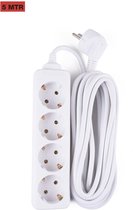 Benson Tafelcontactdoos - 4-voudig - 5 meter kabel - wit - met randaarde