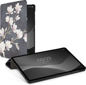 kwmobile tablet hoes met standaard - geschikt voor Samsung Galaxy Tab S8 - Tablet houder van kunstleer - In taupe / wit / donkergrijs Magnolia design