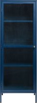 Vitrinekast Metaal Blauw - 58cm - 1-Deurs - Soft Closing - Kast Bronco - Giga Living