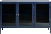 Dressoir Metaal Blauw - 132cm - 3-Deurs - Soft Closing - Kast Bronco - Giga Living
