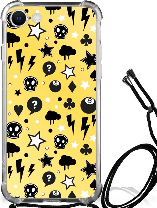 Case Geschikt voor iPhone SE 2022 | 2020 | 8 | 7 GSM Hoesje met doorzichtige rand Punk Yellow