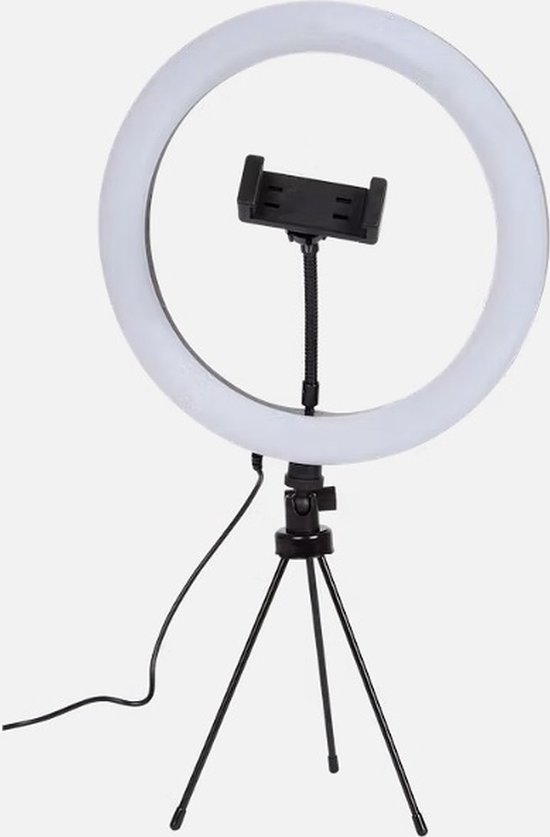Selfie ring light met statief - 360° kantelbaar - Dimbaar licht met 2  lichtstanden -... | bol