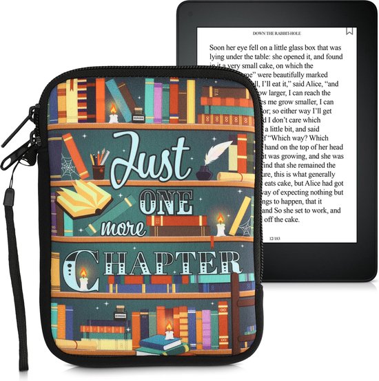kwmobile Universele Cover voor eReader - Neopreen hoesje bibliotheek design meerkleurig - 17 x 12 x 2 cm