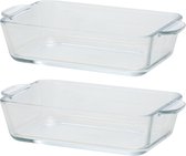 Rechthoekige glazen kleine ovenschaal - 1x - 500 ml - 16 x 11 x 4,5 cm - Ovenschotel schalen - Serveerschalen