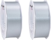 1x Luxe, brede Hobby/decoratie grijze satijnen sierlinten 4 cm/40 mm x 25 meter- Luxe kwaliteit - Cadeaulint satijnlint/ribbon