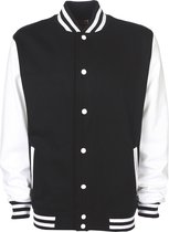 Varsity Jacket unisex merk FDM maat XS Zwart/Wit