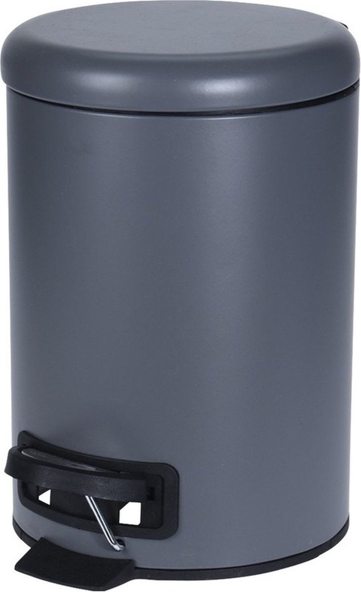 Donker grijze vuilnisbak/pedaalemmer 3 liter - Vuilnisemmers/vuilnisbakken/pedaalemmers/prullenbakken voor toilet
