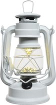 Witte LED licht stormlantaarn 25 cm - Campinglamp/campinglicht - Warm witte LED lamp