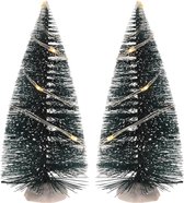 2x Kerstdorp onderdelen straatverlichting kerstbomen 15 cm - Met verlichting - Kerstversieringen/kerstdecoraties
