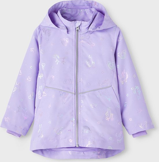 NAME IT Mädchen-Jacke Mit Kapuze – Bedruckt, Mit Gerippten Bündchen