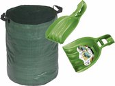 Sac à déchets de jardin vert pliable 120 litres avec un jeu de râteaux à feuilles / pinces à déchets de jardin - Jardinage