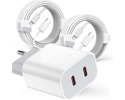 35W Oplaadset met 2 USB C Kabels - Geschikt voor Apple iPad, iPhone met Lightning naar USB C Oplaadkabel - 3 Meter - 2 Poorten - Snel Opladen