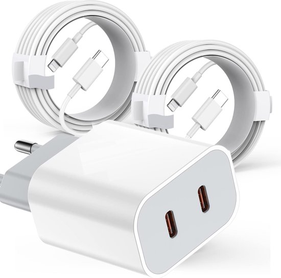 Chargeur rapide + 2x Lighting Câble de charge rapide pour iPhone, iPad,  Apple - Charge