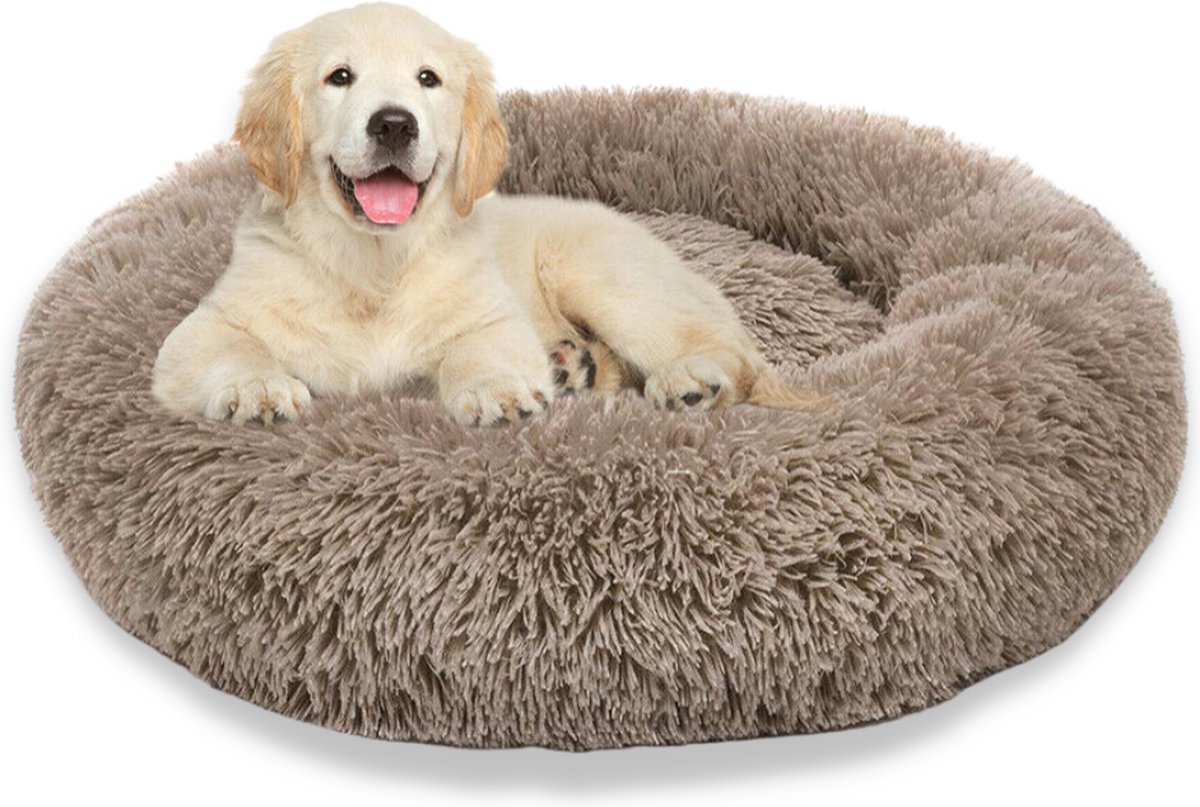 Bol.com Topmast Supersoft Fluffy Donut - Hondenbed - hondenkussen - Camel - 80 cm - Made in Europe aanbieding