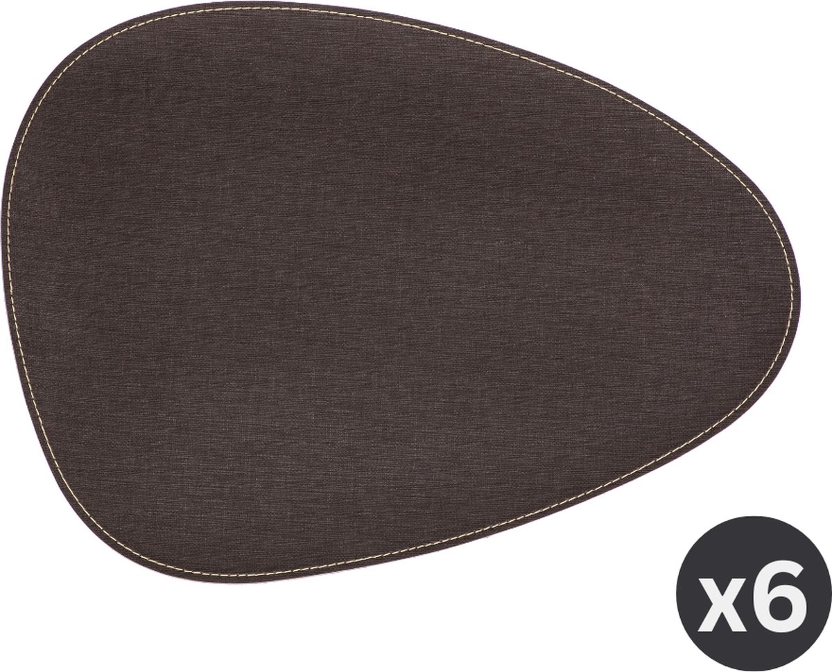 Placemat TIVOLI stone Rafia, SET/6, 32x42cm, tobacco