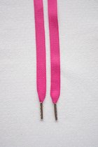 Schoenveters plat - fuchsia roze - 120cm - zilveren nestels