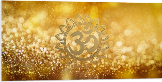 Acrylglas - Hindoe Symbool Versierd door Gouden Details - 100x50 cm Foto op Acrylglas (Wanddecoratie op Acrylaat)