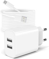 2.1A USB Power Adapter met USB Oplaadkabel - 1 Meter - Geschikt voor iPhone met Lightning aansluiting