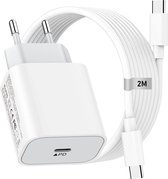 Krachtige USB-C Snellader + 2 Meter USB C Oplaadkabel - Super Fast Charger - Voor o.a 15 Pro Max, Air, Pro 13 inch, S24, S23, S22