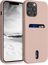 kwmobile telefoonhoesje geschikt voor Apple iPhone 12 Pro Max - Zachte TPU case met kaarthouder en silicone coating - In oudroze