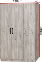 Belfurn - Kledingkast ELMA 3 deuren 120cm new grey oak