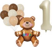 Ballon pakket Happy First Birthday Bear 11-delig - cakesmash - eerste - verjaardag - beer - folie - ballon - 1