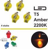 4x T5 1 LED B8.5d CANBus Led Lamp | GEEL / Amber | 400 Lumen | Type T59430-G | 400 Lumen | 12V | 1 COB | Verlichting | W3W W1.2W Led Auto-interieur Verlichting Dashboard Warming Indicator Wig | 4 | Autolampen | 2200 Kelvin |