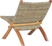 vidaXL Relaxstoel natuurlijk kubu rattan en massief mahoniehout