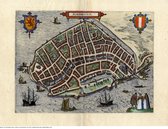 Mooie historische plattegrond, kaart van de stad Dordrecht, door L. Guicciardini in 1612