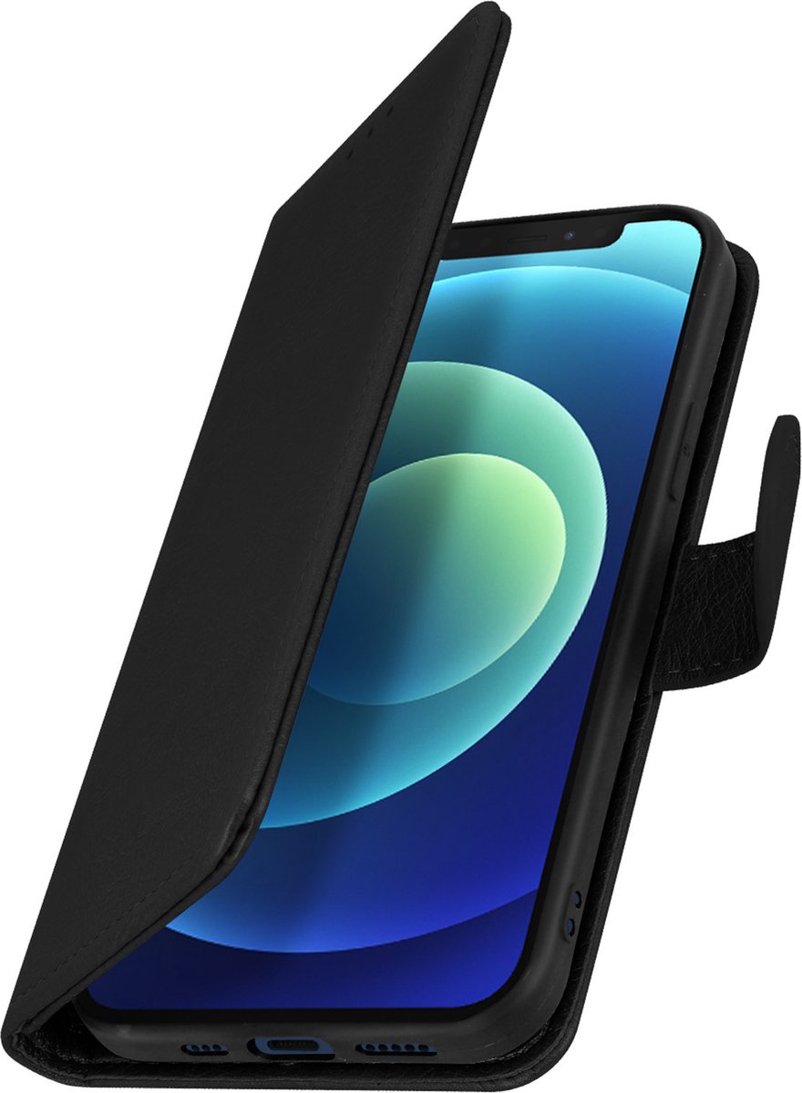 Avizar Étui pour Geschikt voor Apple iPhone 12 Mini Protection avec Porte-carte Fonction Support, Zwart