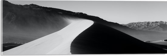 Acrylglas - Zandheuvel in de woestijn Zwart-Wit - 60x20 cm Foto op Acrylglas (Wanddecoratie op Acrylaat)