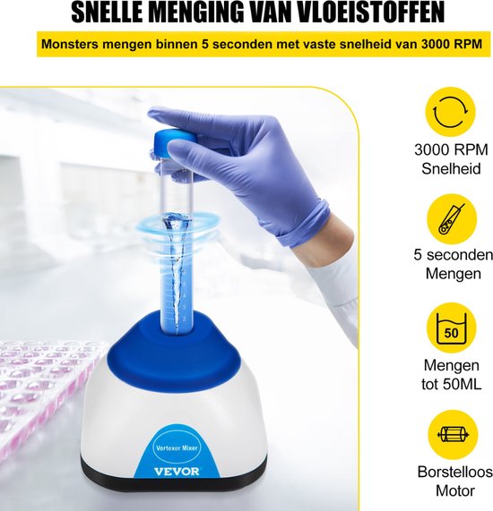 Bolture Vortex Mixer - Laboratorium Mixer - Nagellak Mixer - Verf Mixer - Paint Shaker - 3000RPM - Blauw/Grijs van Bolture — afbeelding 5