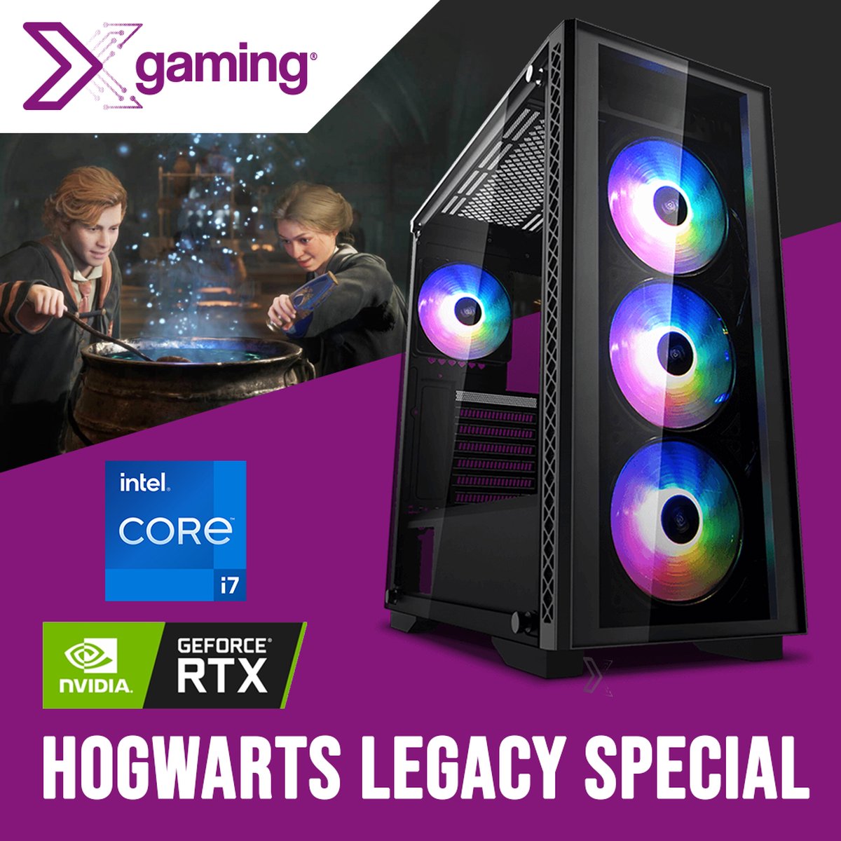 Game PC Hogwarts Legacy Deluxe Special Edition - Intel i7 12700, GeForce RTX 4070 Ti, 16GB, 1TB NVME SSD, WiFi + Bluetooth, Waterkoeling
