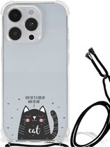 Telefoonhoesje Geschikt voor iPhone 14 Pro Silicone Case met transparante rand Cat Good Day