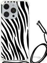 Hoesje Geschikt voor iPhone 14 Pro GSM Hoesje met doorzichtige rand Zebra