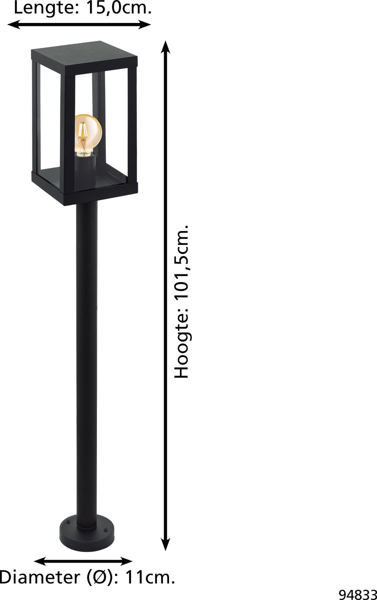 Eglo Alamonte 1 Staande lamp Buiten - E27 - 101,5 cm - Zwart