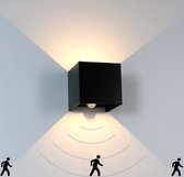 Luminize Buitenlamp met bewegingssensor - 2700K - 10x10x10cm - Wandlamp met sensor - Zwart - LED