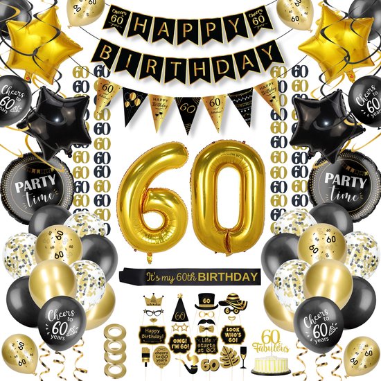 Civic Informeer schaduw Partizzle 60 Jaar Feest Verjaardag Versiering Set - Happy Birthday Slinger  & Ballonnen... | bol.com