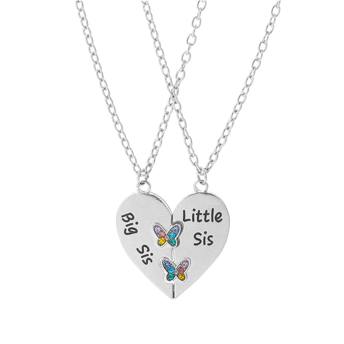 Kasey - Vriendschapsketting - Zussen Cadeau - Zussen Sieraad - Vriendschaps Cadeau - BFF ketting voor 2 - Hartje met Vlinder