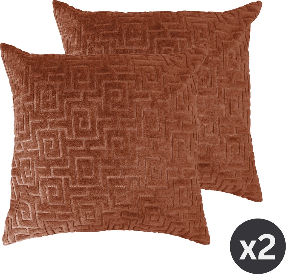Kussen (gevuld) GREEK, SET/2, 45x45cm, rust