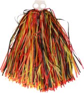Cheerball/pompom - 1x - rood/geel/zwart - kunststof - 28 cm - cheerleader